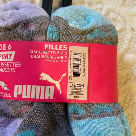 Puma 6 Pack Sportstyle sock @ 3 Pack Hair Tie - Picture 3 of 3